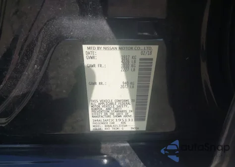 2018 Nissan Altima 2.5 Sl from USA, damaged, VIN 1N4AL3AP2JC195131